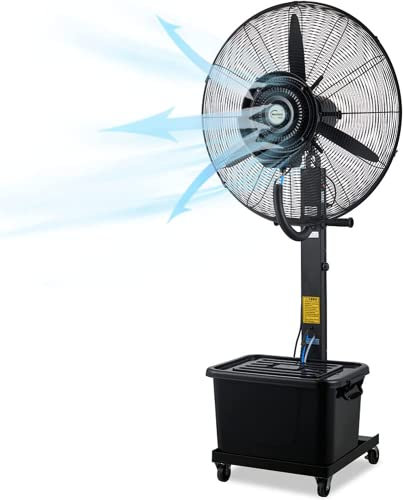 Locuetyn Standing Fan with Mist, 90° Oscillating Misting Fan, 3 Speed Setting, 43L Large Capacity Tank, Outdoor Industrial Pedestal Fan Misters