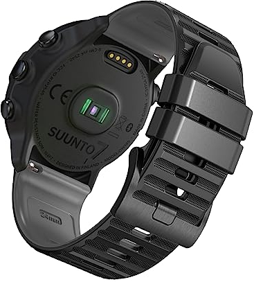 SumRioo 24mm Correa Compatible con Suunto 9/Suunto 9 Baro, Pulsera Repuesto Silicona Compatible con Suunto 7/Suunto D5/Suunto Spartan Sport/Sony Smartwatch 2 SW2/Fossil Q Nate Hybrid - Negro/Gris