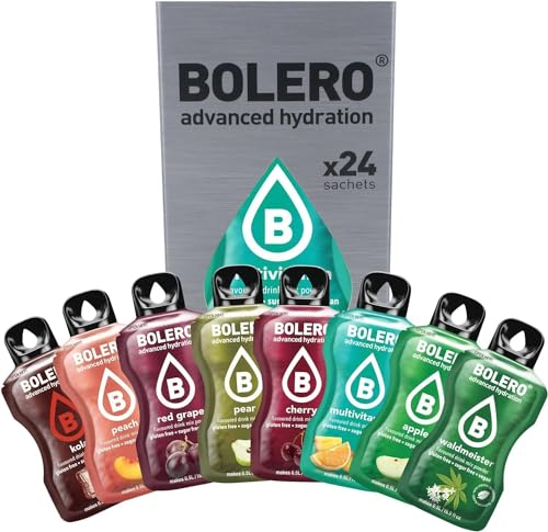Bolero Drink 24 Bustine mix 3 gr Gusti Diversi Assortimento Multi Exotic mix Preparato Polvere Solubile Per Bevanda Fresca in Acqua Prodotto, 72 grammi dolcificato stevia