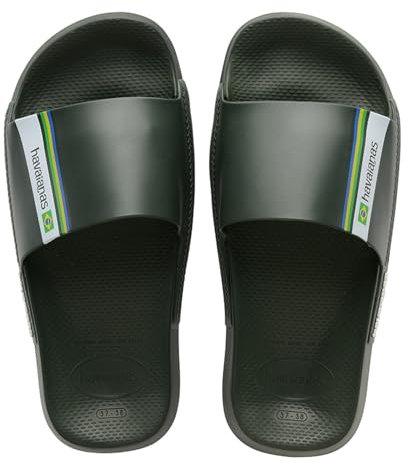 Havaianas Unisex Slide Brasil, Olive Green, 6/7