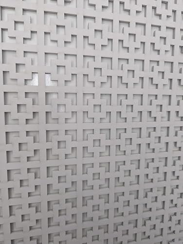 Laserkris Rejilla decorativa para radiador, panel MDF perforado de 3 mm de grosor, tamaño 1200 x 620 mm, patrón KK1 (600 x 620 mm, imprimado blanco)