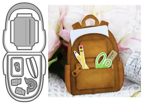 Sredwtk 3D Schultasche Stanzschablonen Schachtel Cutting Dies Geburtstag Weihnachten Papierbasteln Schablonen für Scrapbooking, Fotoalbum, Karte, Papier Dekoration, Geschenk