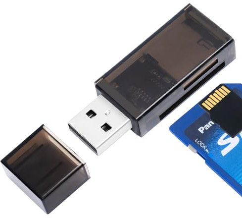 leizhan Lettore di Schede Micro SD, Adattatore di USB per Schede SD, Lettore di Schede di Memoria a Doppio Slot per PC, MacBook, Galaxy, Tablet,Altro Ancora-Trasparente