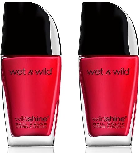 Wet 'n' Wild, Wild Shine Nail Color, Nagellack ohne Formaldehyd, Toluol und Phthalate, langanhaltende Formel die schnell trocknet, Red Red (Packung mit 2)