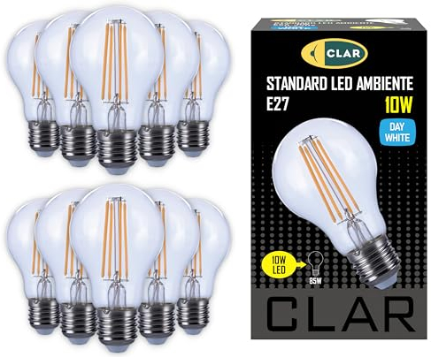 CLAR - E27 LED Vintage, LED Filament E27, Retro Glühbirne, Neutralweib 4000ºK,10W (Pack 10)