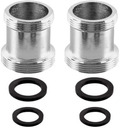 2 pcs Faucet Adapter Kit, Copper M22 to M24 Male Thread Tap Aerator Adapter Hose Converter for Garden Kitchen Sink, Chrome Plated(Silver)