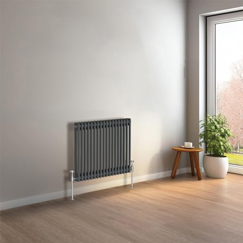 NRG 600 x 830mm Anthracite Horizontal Traditional Column Cast Iron Style Radiator Central Heating Radiator Perfect for Bathrooms, Kitchen, Living Room Double Panel