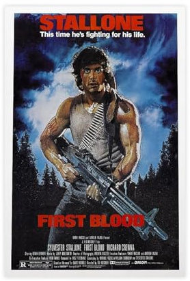 DEZARO Filmposter First Blood auf Leinwand, Poster, Wandkunst, Dekor, Bild, Gemälde für Wohnzimmer, Schlafzimmer, Dekoration, ungerahmt, 30 x 45 cm