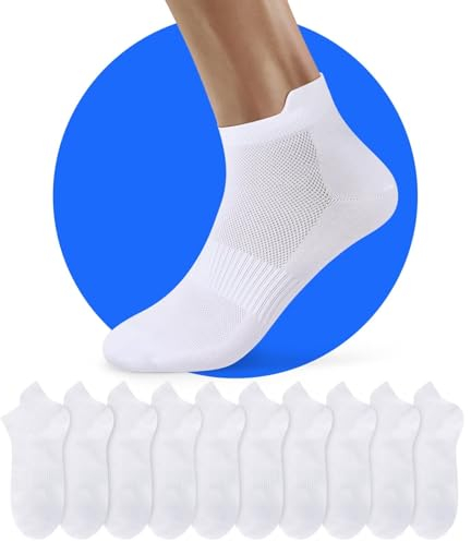 NUOZA Calzini Donna Cotone Traspirante Corte Sportivi Uomo Running Trekking Estivi Ciclismo Bianco Calze 39-42 10 Paia Invisibili Claze