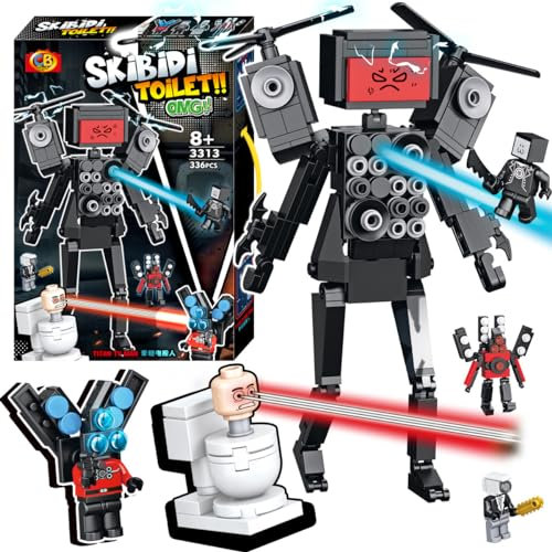 BSNRDX 336 PCS Skibidi Building Block Toilet Game Toys, CameraMan Titan Speaker Man TV Man Figures., Kids And Adults Suitable, birthday cake decorations