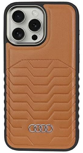 Audi Synthetic Leather Hülle für iPhone 15 Pro Max 6.7 braun hardcase AU-TPUPCMIP15PM-GT/D3-BN