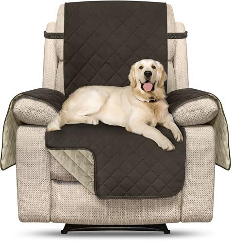 Utopia Bedding Wasserbweisend Sofa überzug Liegesessel rutschfeste Reversible sofabezug für heimtiere mit elastischen Gurten Sofaschoner (Schokoladenbraun/Beige)