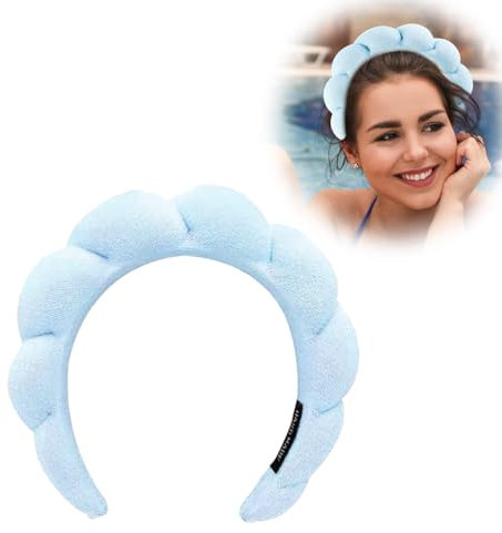 Cerchietto per Capelli Donna Bombato in Velluto - Cerchietto virale - per Skin Care-Trucco(Celeste)