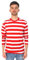 Red White Mens Long Sleeve Striped T-Shirt Casual Classic Horizontal Striper Tee(Red/White, L)