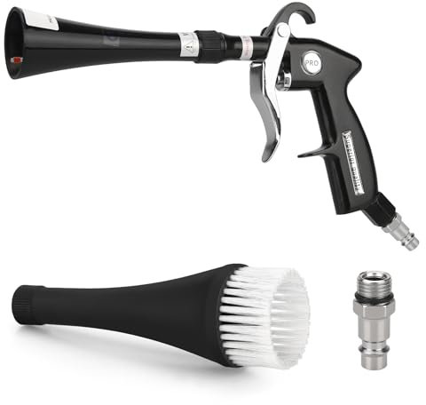 MYPIN Car Cleaning Gun, 6-9.2Bar Dry Blow Gun, High Pressure Compressed Air Blow Gun, Interior Car Cleaning with 2 Nozzles for Vehicle Car Carpet Dashboard Seat Upholstery (Black)