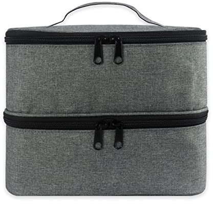 Sonhomay Nagellack-Organizer, tragbare Nagellack-Tragetasche für 30 Flaschen (1,5 ml), Gel-Nagelzubehör-Organizer-Taschen, grau, 22*26*19cm, modisch