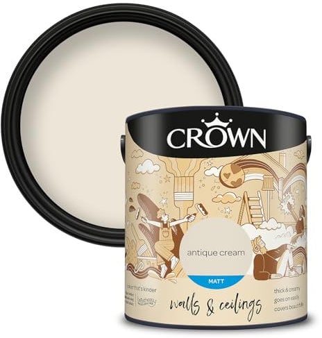 Crown Walls & Ceilings Matt Emulsion Paint, Size 2.5L, Antique Cream