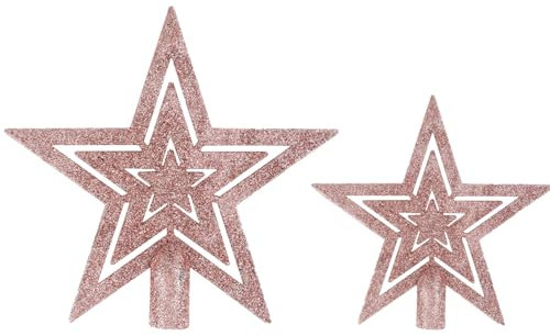 SULOLI 2 Pezzi Stella Albero di Natale,Stella Brillante,10cm e 15cm Decorazione Natalizia per La Punta dell'Albero (Oro Rosa)