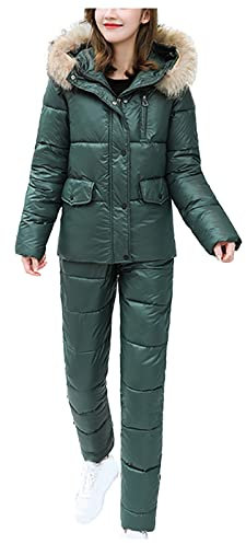 Schneeanzug Damen 2 Teilig Set: Winddicht Skisuit Mit Kaputze - Skianzug Winter Warme Snowboardjacke Wasserdichte + Skihose Thermo Skianzug Mit Reißverschluss Skibekleidung Outdoor Sport Ski Set