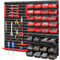 Holdfiturn 70Pcs Wall Mounted Storage Bins Backboard DIY Stackable Workshop Storage for Tools Hardwares Crafts 64 x 41cm Plastic Bin Panel Rack with Screws for Tool Shed Garage Workshop