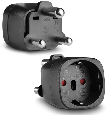 Oblinple 2 Stück Südafrika Reiseadapter, EU nach Südafrika Adapter, Südafrika Reisestecker, Deutschland Südafrika Steckdose, EU zu Typ M Stecker für Mosambik Bhutan Namibia Botswana (Schwarz)