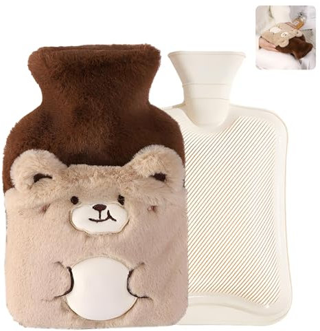 LHLZNB Stitch Hot Water Bottle - Wearable Hot Water Bottle for Adults- Cute and Fluffy Hot Water Bottles for Back Pain Relief - Perfect for Men, Women & Kids - Mini Hot Water Bottle (Brown)