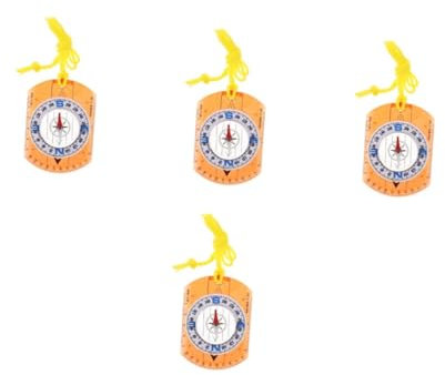 BESPORTBLE 4 Stück Outdoor-kompass Wanderversorgung Taschenkompass Karte Kompass Orientierungs-kompass Überlebenskompass Kompass Dekoration Campingkompass Wanderkompass Orange Acryl