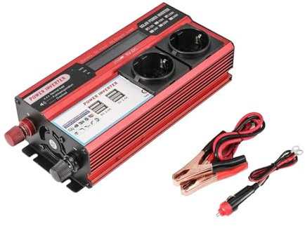 Inversor Convertidor Transformador CC 12V A CA 220V 230V 4000W 3000W Inversor Corriente Con 4 Puertos USB Enchufe Europeo Carga Con Pantalla LED Para Teléfono Autocaravana Inversores Corriente(12V 400