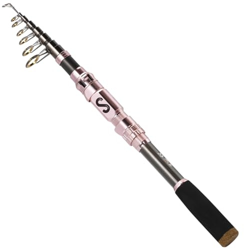 Sougayilang Canna da pesca telescopica portatile con materiale in fibra di carbonio e mulinello intagliato di precisione, adatta per pesca in acqua salata e d'acqua dolce