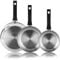 Magefesa Essencial Inox - Set de Sartenes Plateadas 18 + 24 + 26cm, Acero Inoxidable, Sin Recubrimiento ni Antiadherente, Ecológicas, Inducción