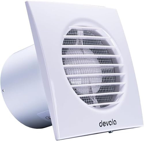 Devola 100mm Extractor Fan with Timer, 4 Inch Bathroom Fan, Extractor Fan with Adjustable Timer Settings, Made in Britain (DVF100T)