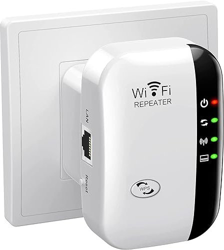 Répéteur WiFi Puissant 300Mbps Amplificateur WiFi Puissant 2.4GHz WiFi Range Booster WiFi Répéteur Extenseur sans Fil avec Port Ethernet, WiFi Extender WiFi Booster, RJ45, Protection WPS