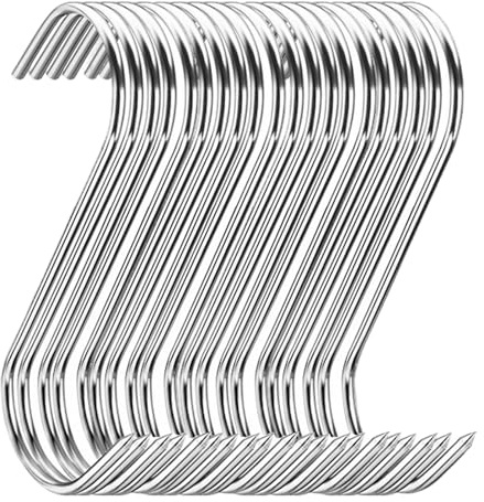 20 Stück Edelstahl-Fleischhaken, S-förmiger Metzgerhaken zum Räuchern, Trocknen, Grillen, Grillen und Aufhängen von Speck, Wurst, Rind, Schinken, Braten, Ente, Metzgerei, Küche, 15 cm, strapazierfähig