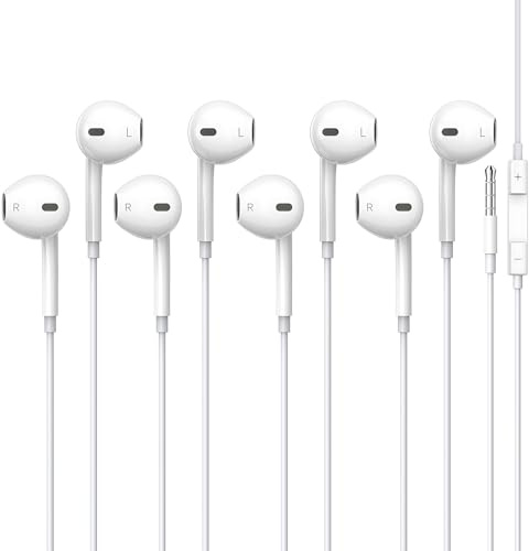 Wvxilyr 4 Pares Auriculares Intrauditivos con Cable, Cascos con Cable, auriculares in Ear, auriculares Estéreo con Conector de 3.5 mm, Micrófono Integrado y Control de Volumen