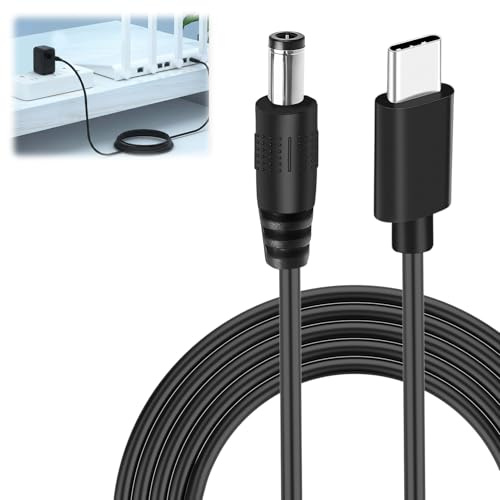 USB to DC Power Cable 12V 3A 60W 5.5 X 2.5/2.1mm Type C to DC Fast Charging | Universal USB-C PD Charger Cable for Router Camera TV Box Desk Lamp 3.3FT