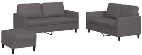 MOBCANT 3-TLG. Langlebiges Sofagarnitur & Couchgarnitur Grau Kunstleder Eckcouch Vielseitiger Ecksofa für Wohnzimmer, Büro, Apartment (140 x 77 x 80 cm)