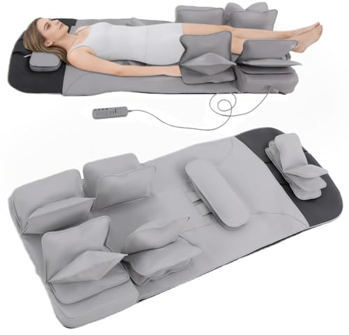 Ganzkörper Massagematte mit Wärmefunktion, Massagematte mit 28 Airbags,Massagematte Ganzkörpermassage, Timer, Tiefenmassage Rollmassage für Nacken, für Nacken Schultern Rücken Taille Beine