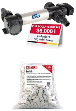 T.I.P. Edelstahl UV-C Strahler für Pools und Teiche bis 36.000 l SPU 36000 UV, 30447 + Zeolith Teichpflegemittel 6L Beutel 35047