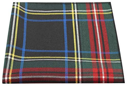 King & Priory Traditionelles dunkelgrün & schwarzes Einstecktuch im Tartanmuster