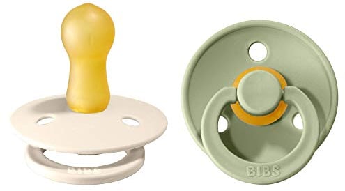 BIBS Colour Schnuller 2er-Pack, BPA-frei, Kirschform Nippel. Naturkautschuk/Latex, Hergestellt in Dänemark. Größe 2 | 6+ Monate | 2-Pack, Ivory/Sage