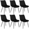 WOLTU Esszimmerstühle 6er Set, Küchenstühle, Wohnzimmerstühle, Polsterstühle mit Rückenlehne, für Esszimmer, Küche, Wohnzimmer, Büro, Sitzfläche aus Samt, Metallbeine, Schwarz BH209sz-6