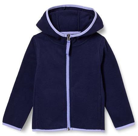 Amazon Essentials Giacca Leggera con Cappuccio e Cerniera Integrale in Pile Bambine e Ragazze, Blu Marino, 8 Anni