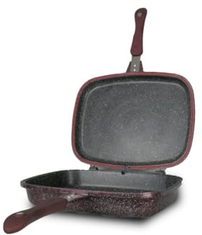 Poêle Double Face en Pierre, 32cm, Noir