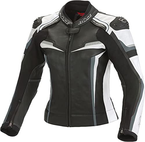 Büse Mille Damen Motorrad Lederjacke, Schwarz/Weiß, Größe 38 | Leder