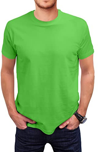 Love My Fashions Men's Round Neck Short Sleeves Plain T-Shirt Lime
