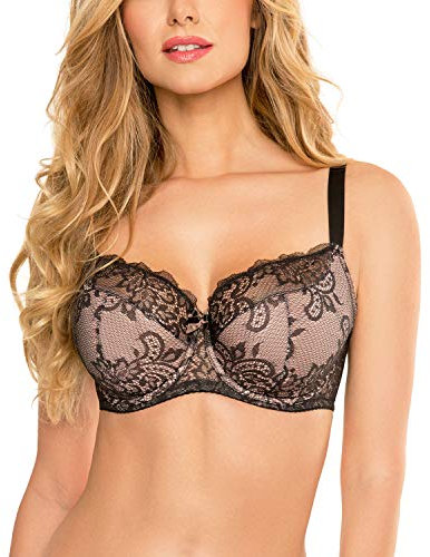 Vivisence Reggiseno Semi Imbottito in Pizzo Floreale 1045, Nero,4H