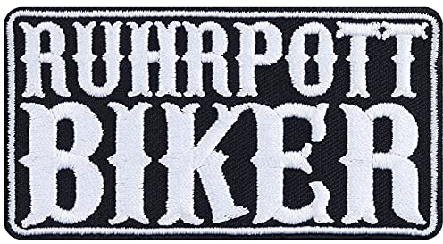 RUHRPOTT BIKER Aufnäher/Aufbügler Ruhrpott Patch Deutschland Bügelbilder | Geschenk für Motorradfahrer Applikation für Jacke/Weste/Jeans/Motorradkoffer | 85x45mm
