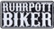 RUHRPOTT BIKER Aufnäher/Aufbügler Ruhrpott Patch Deutschland Bügelbilder | Geschenk für Motorradfahrer Applikation für Jacke/Weste/Jeans/Motorradkoffer | 85x45mm