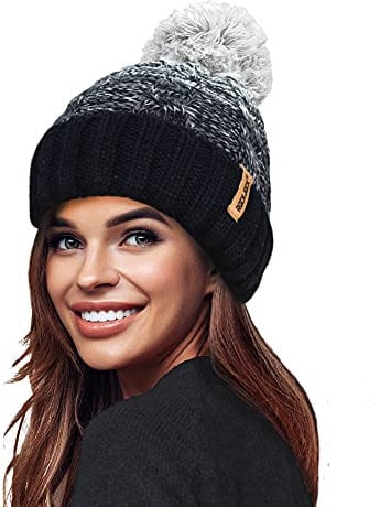 RockJock STORMACTIVE 100% wasserdicht Damen Unisex Chunky Ombre Warm Winter Teddy Fleece Gefüttert Gestrickte Pompom Beanie Mütze