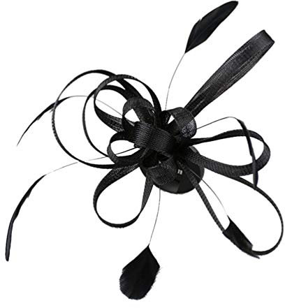 Minkissy Broche bibi noire années 1920 pour mariage, cocktail, derby, thé (noir)